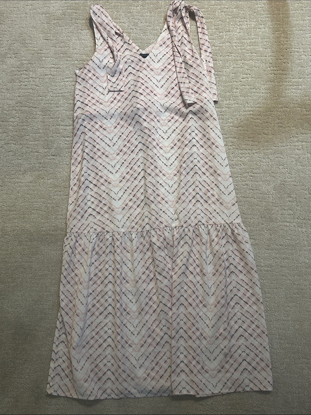 Banana Republic Sleeveless Pink Chevron Tie-Shoulder Maxi Dress